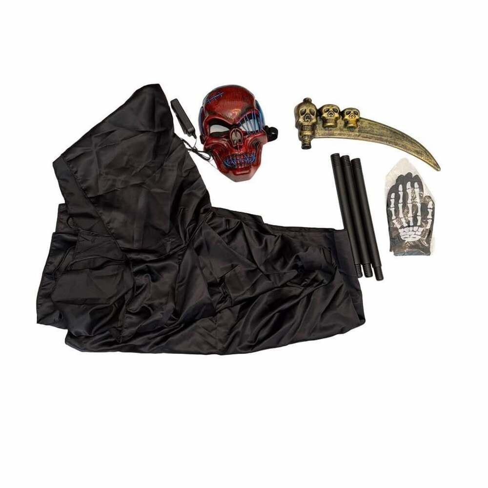 Grim Reaper Halloween Costume Size 7/8 LED Skull Mask